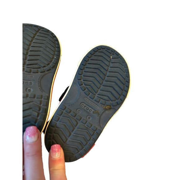 Kids Crocs Navy Blue With Red Sandals- Size 6- Straps - Picture 10 of 11